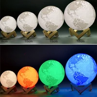 rechargeable 3d print moon lamp with control 16 color and touch control led night light bedroom bookcase decor creative gift