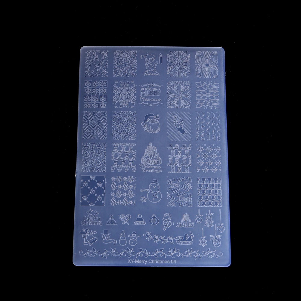 1 шт. Рождественский дизайн ногтей штамповки пластины пластиковая печать снег
