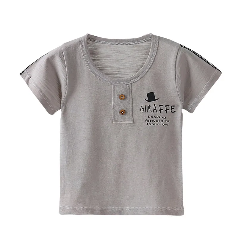 Детская Милая хлопковая Футболка с буквенным принтом для маленьких мальчиков и