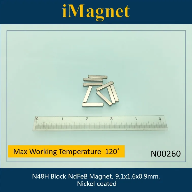 

N00260 50 шт. N48H Блок редкоземельный неодимовый магнит, 9,1x1,6x0,9 мм, фотомагнит, магнит для украшения, магнит на холодильник