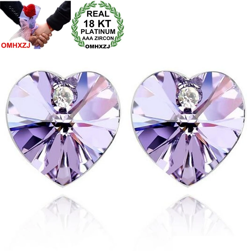 OMHXZJ оптовая продажа сердцебиение AAA Циркон Кристалл 18KT Платина kpop модные милые