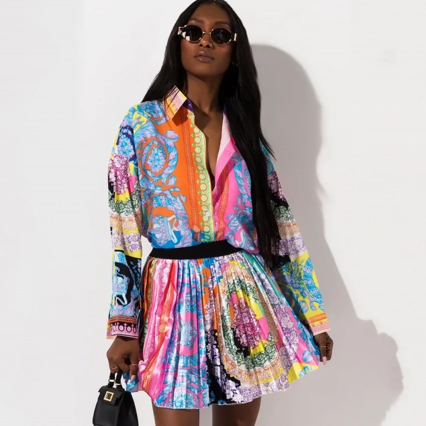 2 piece sets Африканский комплект одежды для женщин 2 шт. наборы Африканский принт эластичный Базен мешковатые юбки Рок Стиль Дашики рукав известный костюм леди - Цвет: 2 piece sets
