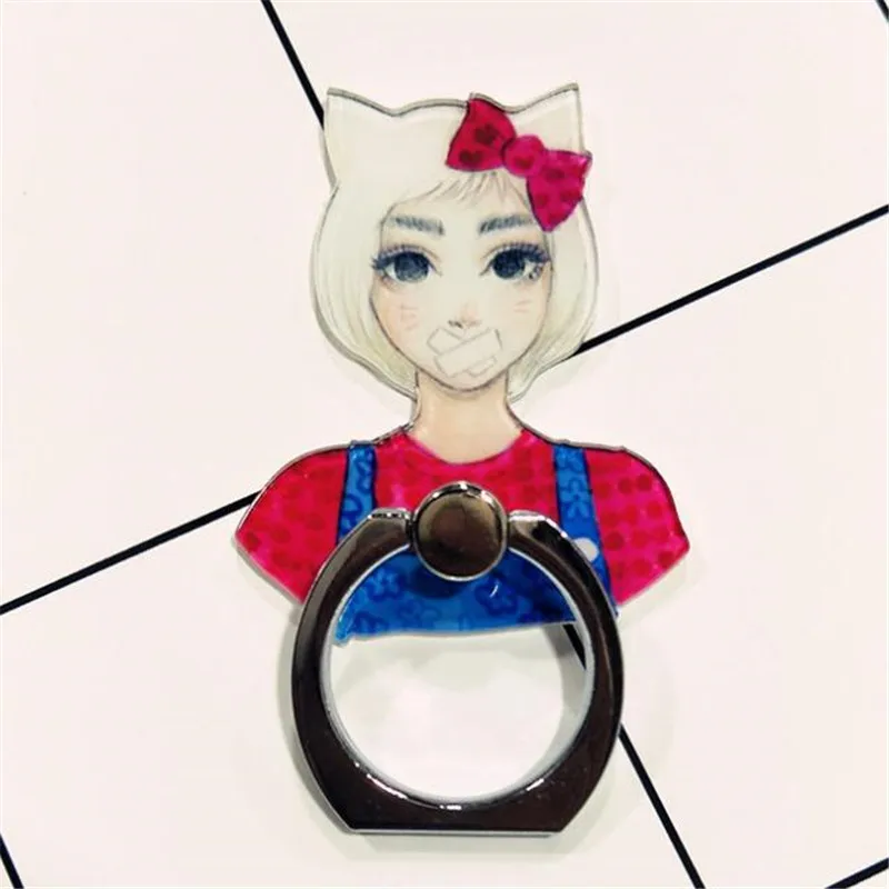 100 шт./лот 360 градусов мультфильм девочка собака кошка палец кольцо смартфон Стенд