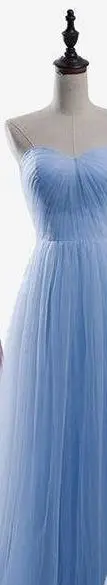 Небесно-голубой Vestido madrinha2019 Новое Тюлевое платье трапециевидной формы с рукавами-крылышками фиолетового и розового цветов длинное свадебное платье для гостей под$50 - Цвет: Небесно-голубой