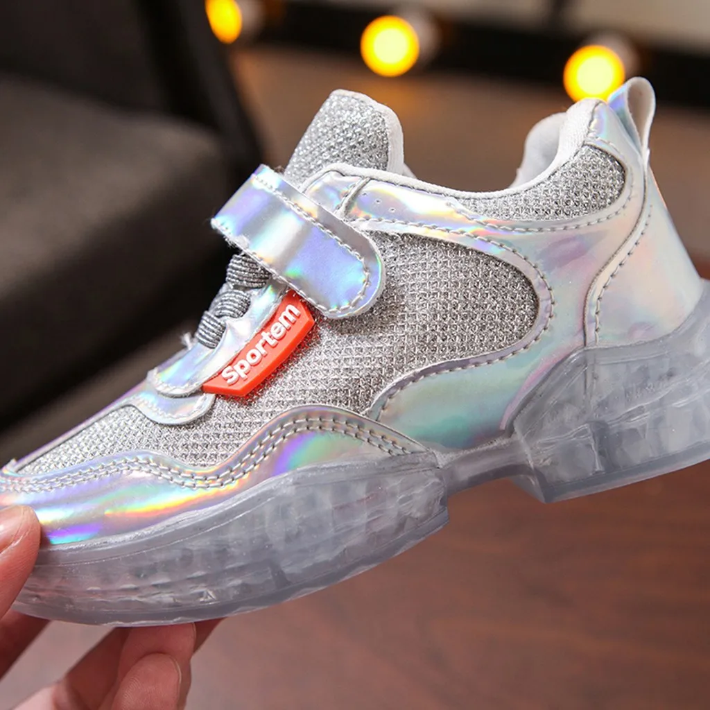 2019 Autumn Kids Girls Boys New Fashion LED lights Shoes Children's Laser Sneakers toddler Luminous students breathable | Детская