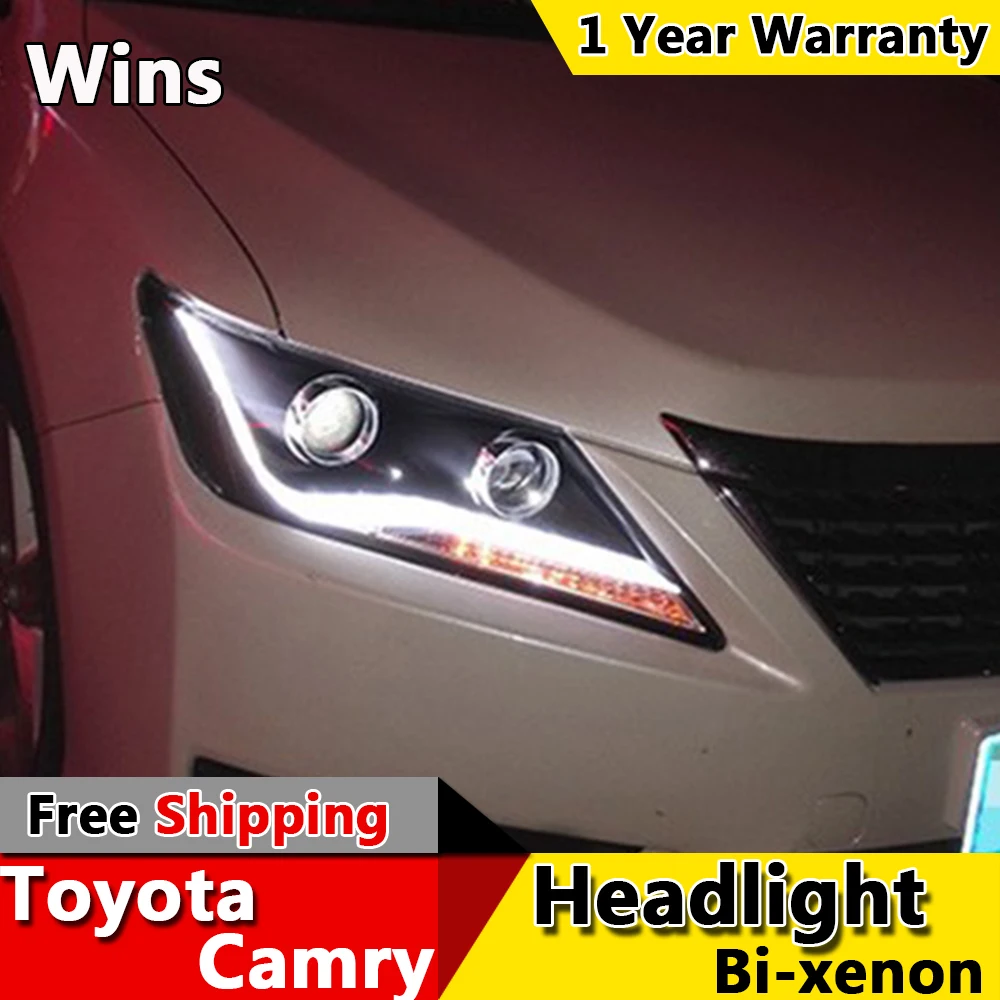 Победы огни для Toyota Camry 2012 2013 2014 СВЕТОДИОДНЫЕ Фары DRL Дневного Света Би-Ксеноновые