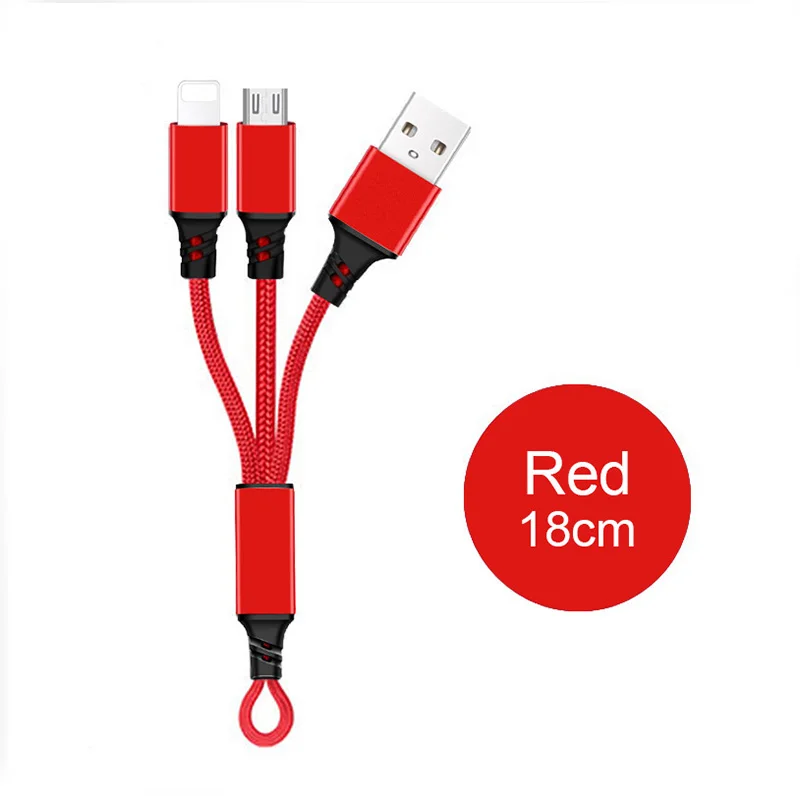 Red 18CM 3в1 2в1 USB кабель для iPhone X 8 7 6 Micro usb type C кабель для samsung S9 S8 Быстрая зарядка кабель 3A зарядное устройство короткий длинный шнур - Цвет: Red 18CM