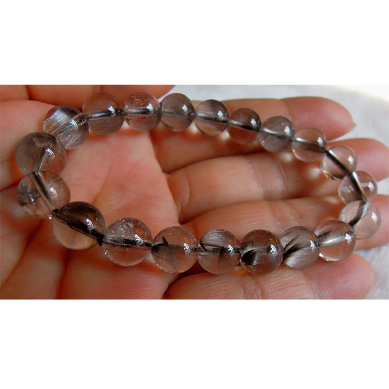 Natural Silver Brookite Rutilated Quartz Stretch Bracelet Round Beads 9mm | Украшения и аксессуары