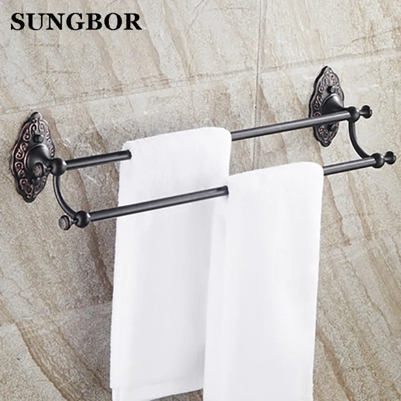 Античная Латунь Твердой Латуни Ванной Полотенце Бар Держатель Стойки Настенные