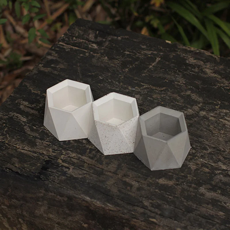 hexagonal Геометрическая форма круглый квадратный шестигранный бетонный цветочный горшок силиконовая форма суккулент Зеленый завод цемент Горшок Плесень штукатурка плесень - Цвет: hexagonal