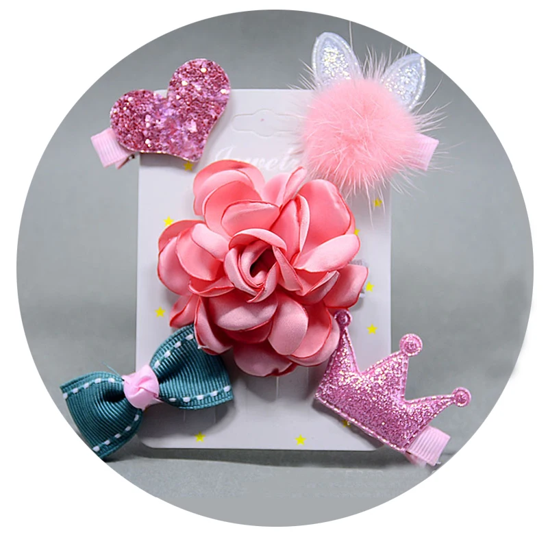 Заколки для волос с цветами девочек Мультяшные зажимы Детские Безопасные