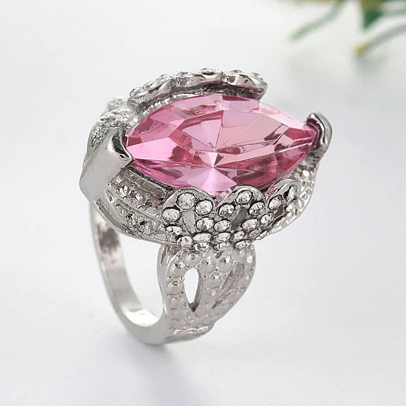 Женское большое кольцо с розовым камнем Anillos богемное винтажное ювелирное