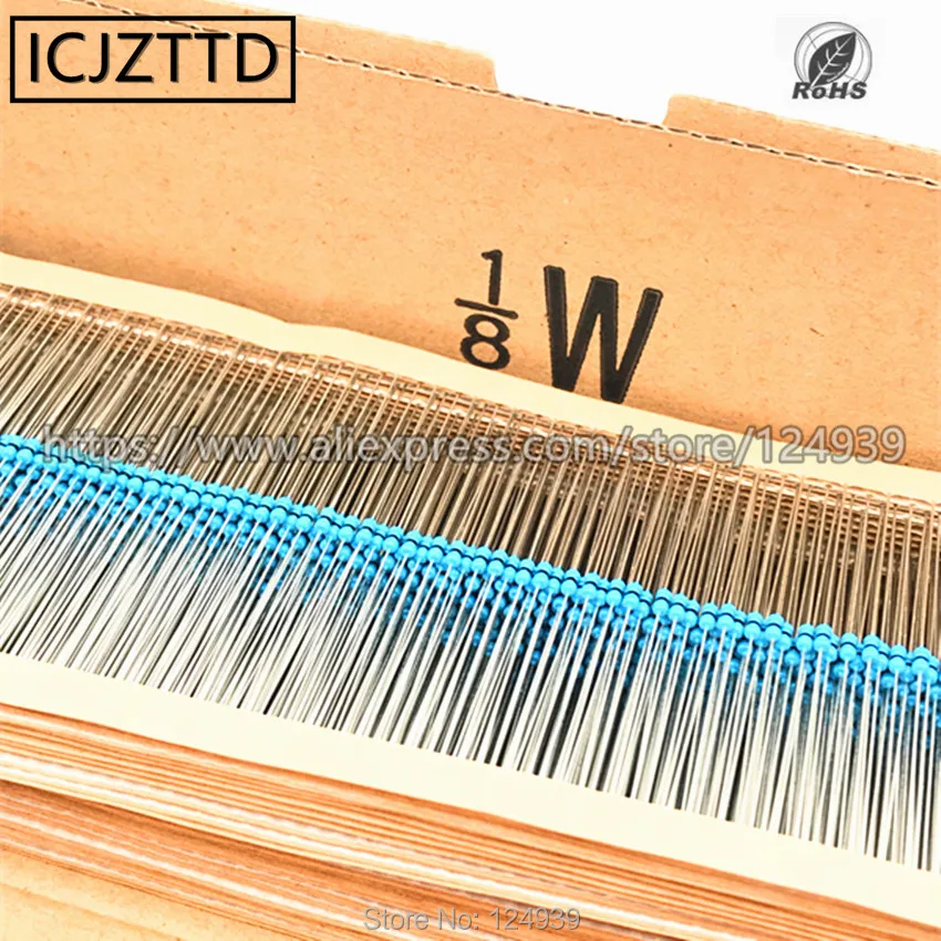 

100pcs 0.25W 1% 1/4W NEW Metal Film 0.125W 1% 1/8W 1/6W 8.2K 8K2 9.1K 9K1 10K 12K 15K 18K 20K 22K 24K 27K 30K 33K 36K 39K 43K