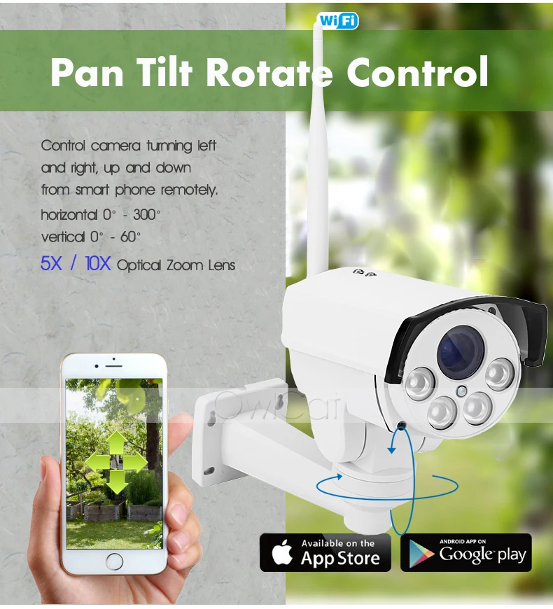 OwlCat IP Камера PTZ wi fi 2MP 5MP 5X 10X зум беспроводной P2P CCTV пулевидная камера наруэного