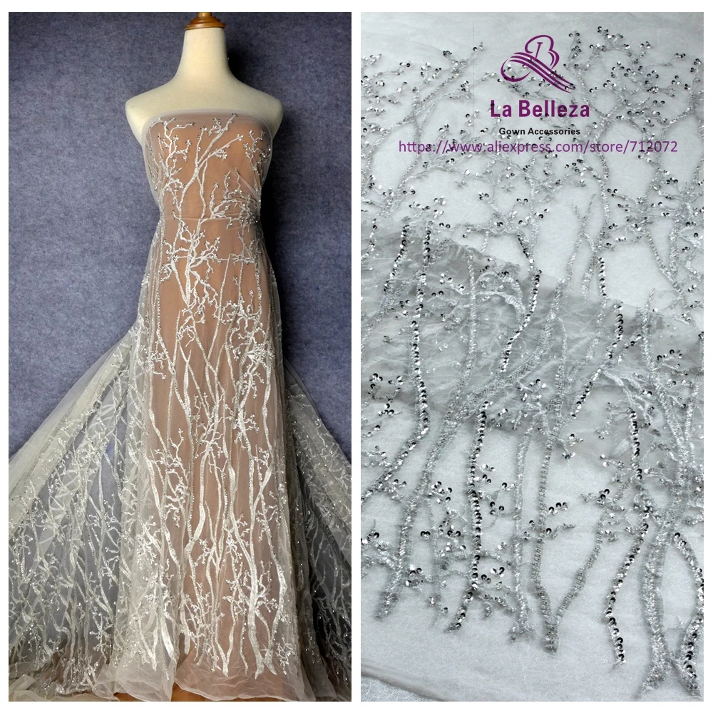 La Belleza 1 ярд Фиолетовый/Розовый/серебро/белое дерево узор ручной работы из бисера свадебная кружевная ткань 4" Ширина