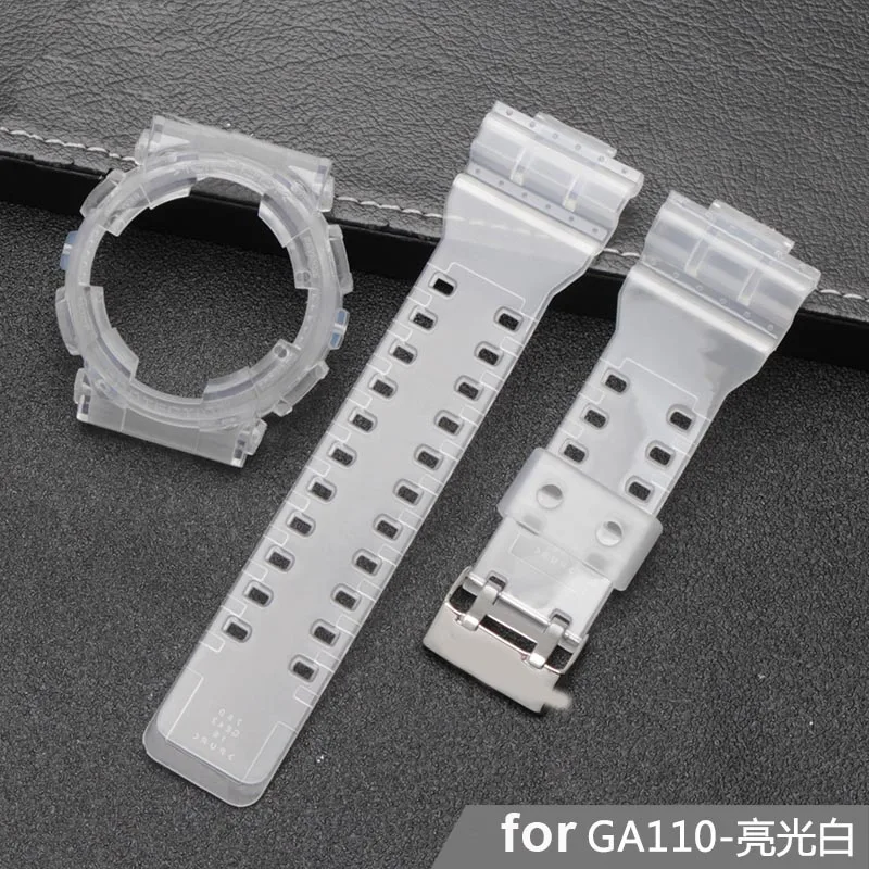 GA110 GA-100 Силиконовый резиновый ремешок для часов для casio BA110 DW5600 DW6900 G7900 GA110 GNW5610 GW9400 ремешок для часов прозрачный ремешок для часов и чехол - Цвет ремешка: GA110 GA-100