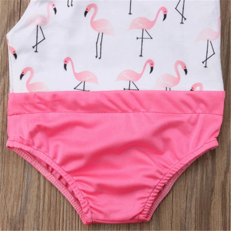Новый бикини летние Grils Одна деталь купальники Фламинго купальник милые дети
