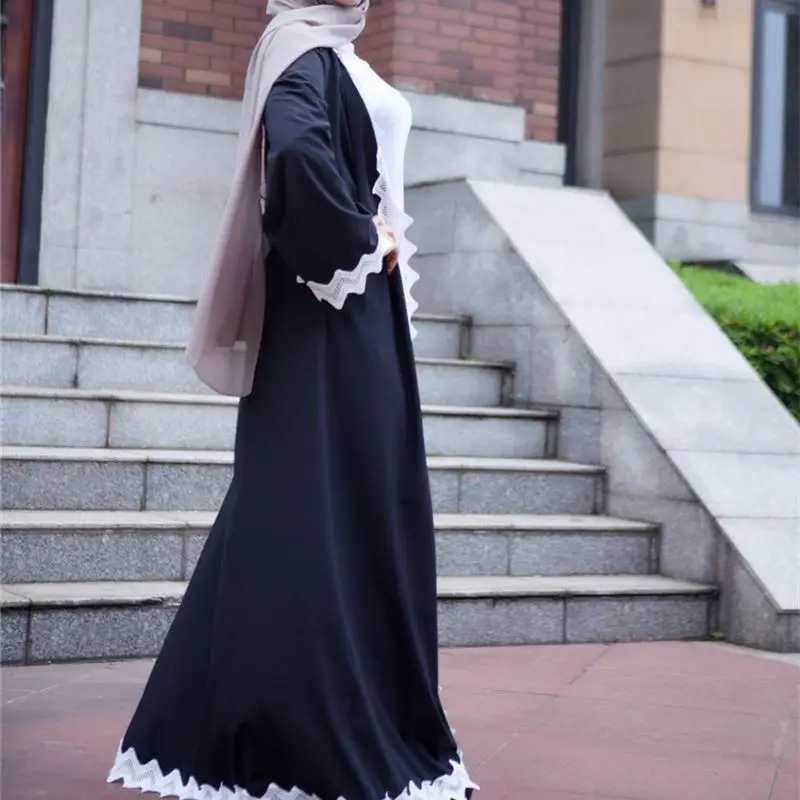 Мусульманское повседневное Открытое платье abaya Макси кардиган с принтом плюс
