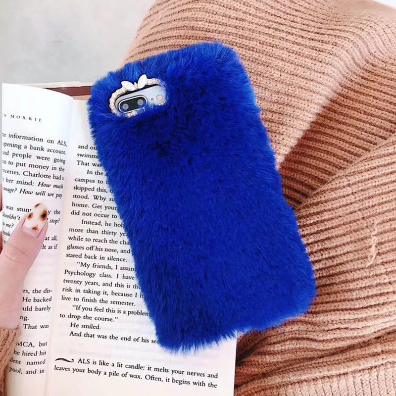 Blue Меховой чехол для samsung Galaxy S3 S4 S5 мини A3 A5 A7 J1 J5 J7 Grand Prime G530 G5308 G531 G360 G3608 обратите внимание на возраст 3, 4, 5, C8 крышка - Цвет: Blue