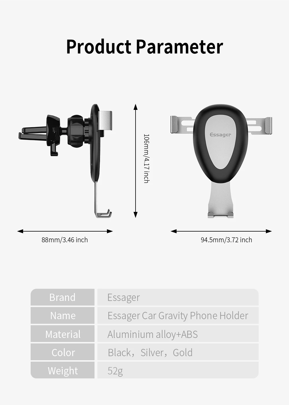 Автомобильный держатель для телефона Essager Gravity для iPhone, держатель для крепления на вентиляционное отверстие, держатель для смартфона, держатель для мобильного телефона, подставка в автомобиле