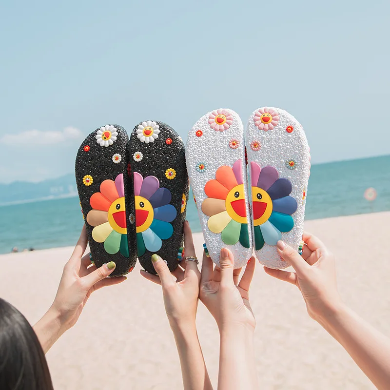 2019 Summer Cute Slippers New Fashion Flower Flat Women Sliders Shoes Woman White Sandals Ladies Girls Sandalias Slides Chinelos | Обувь
