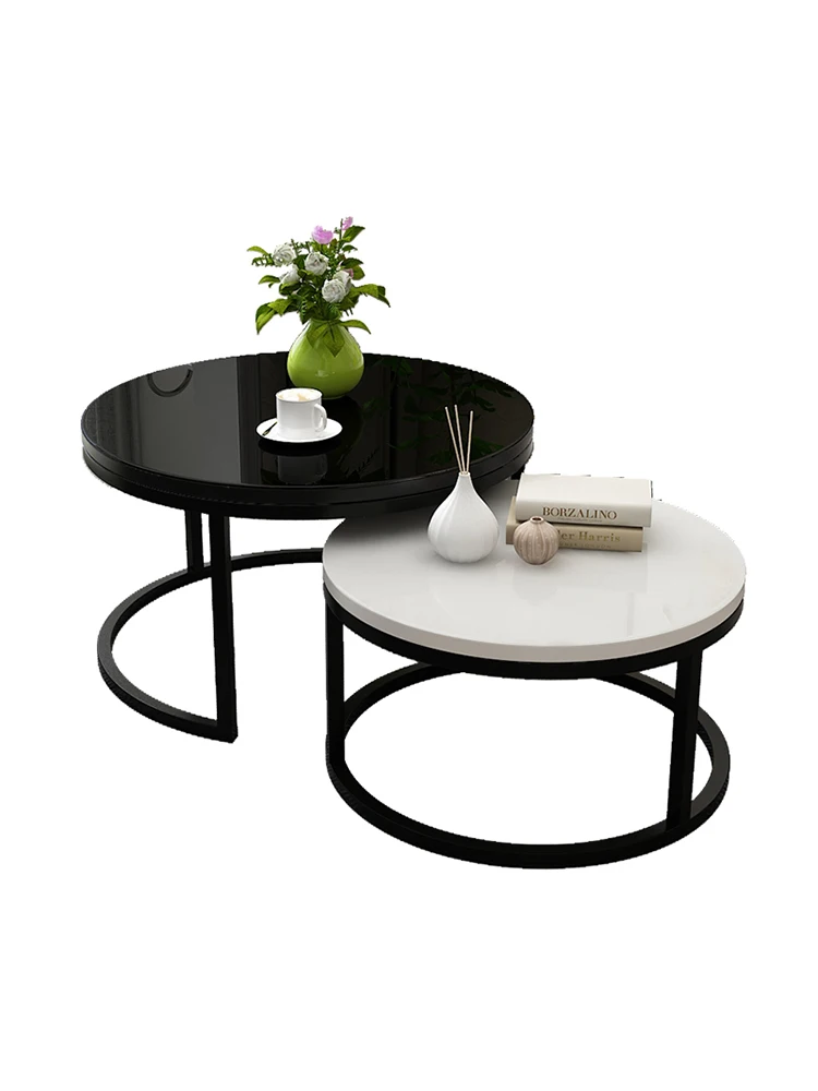 

Nordic Wooden Tea Table Modern Living Room Tempered Glass Tea Tables Small Family Simple Mini Balcony Round Table