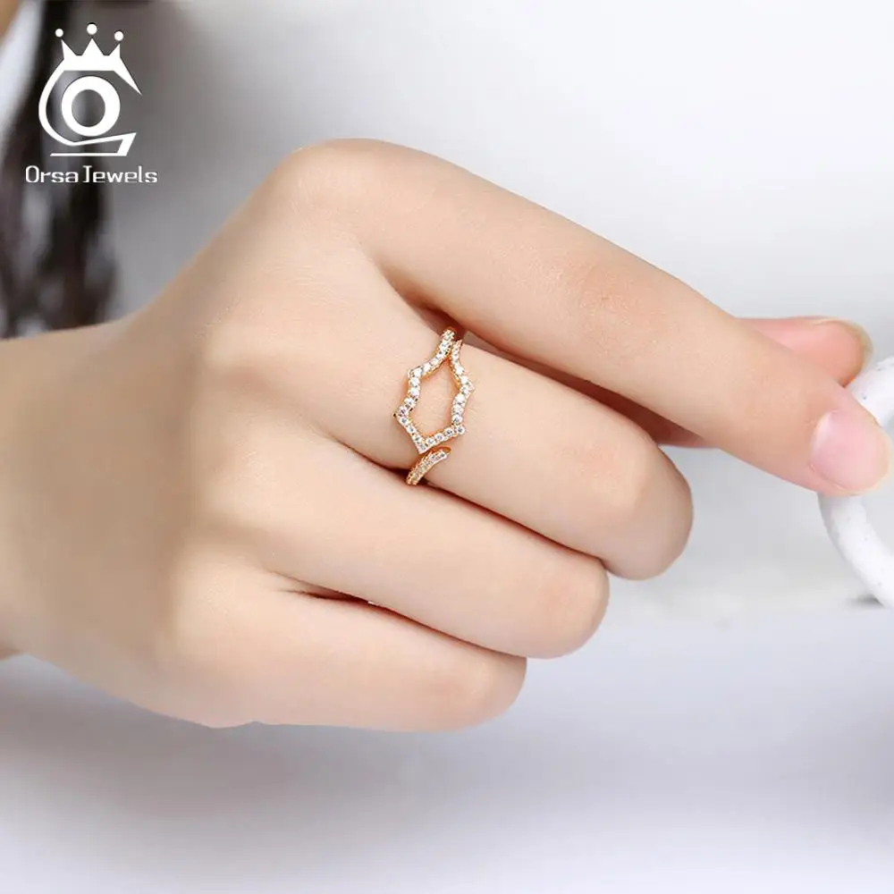 ORSA JEWELS кольца для женщин оригинальная Паутина Форма AAA ослепительный золотой цвет серебристый цвет регулируемый кольцо девушка вечерние ювелирные изделия OR162