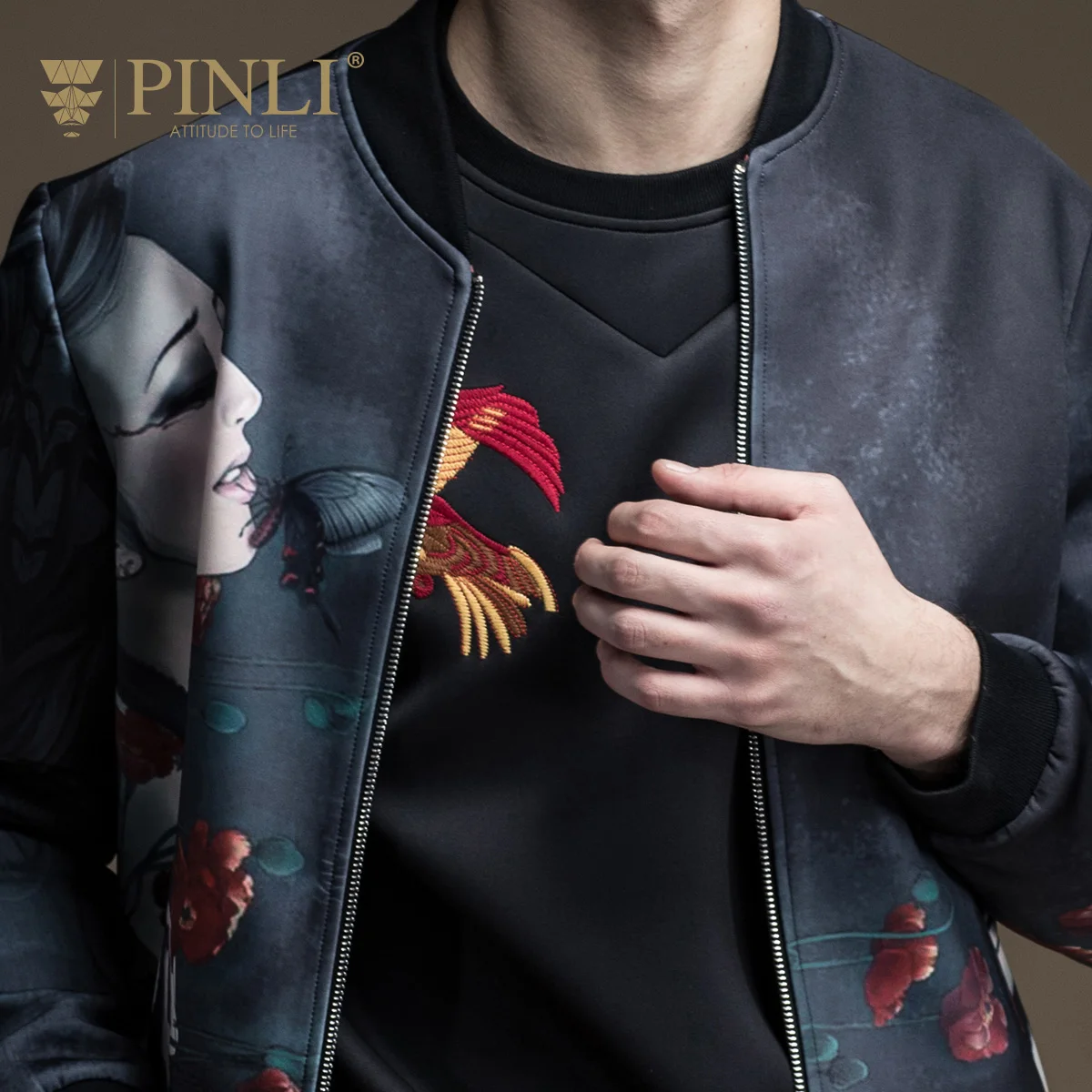 Мужская бейсбольная форма Militar куртка на молнии однотонная для весны B171304110 |