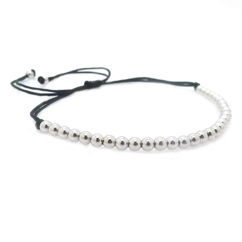 2017 модные брендовые мужские браслеты чёрные круглые бусины 4 мм плетеный браслет