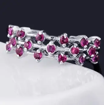 fashion jewelry wedding ring sterling silver 925 natural ruby women's gift SR1412R | Украшения и аксессуары