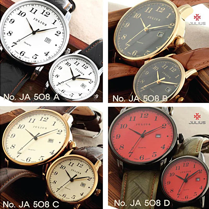 Юлий Для женщин часы топ модного бренда женский Gold Case календарь Дисплей