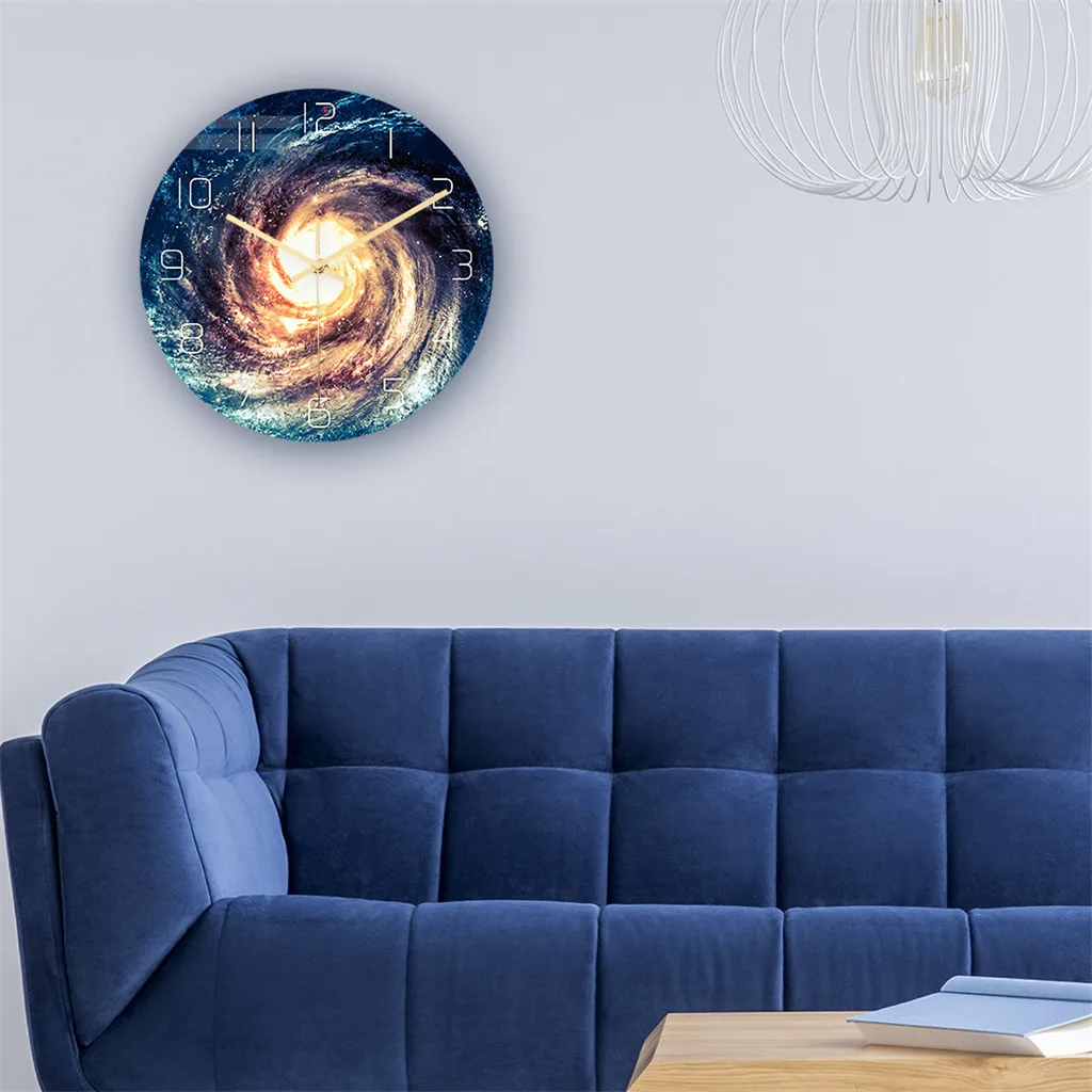 3D большие черные настенные часы с фотографиями съемные светится в темноте