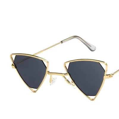 Gold Gray Yoovos Новые панк Солнцезащитные очки для женщин треугольные Oculos новые винтажные очки ажурная металлическая оправа Модные солнцезащитные очки для мужчин Okulary - Цвет линз: Gold Gray