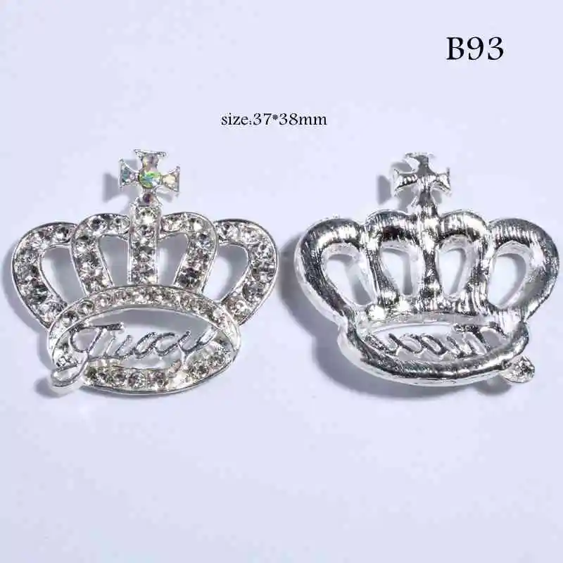 B93 30 шт. новые модные стразы в форме короны, пуговицы, бусины из слоновой кости, аксессуары для волос, Кристальные серебряные украшения для женщин, украшения - Цвет: B93