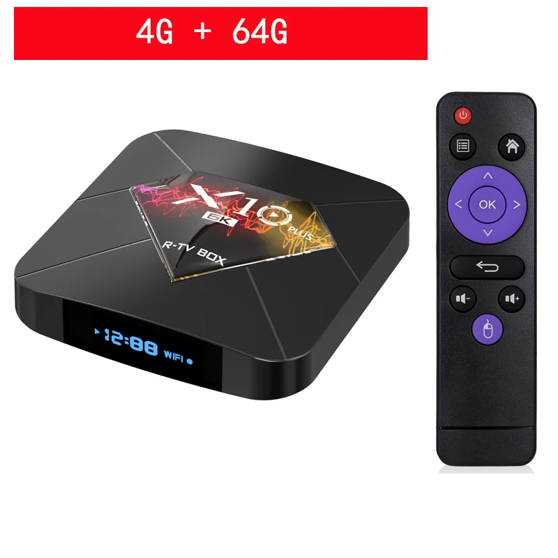 4G 64G TV BOX R-tv BOX X10 Plus ТВ приставка Android 9,0 смарт-приставка Allwinner H6 4GB 32 GB/64 GB 2,4G Wifi 6K H.265 медиаплеер PK X96 MAX - Цвет: 4G 64G TV BOX