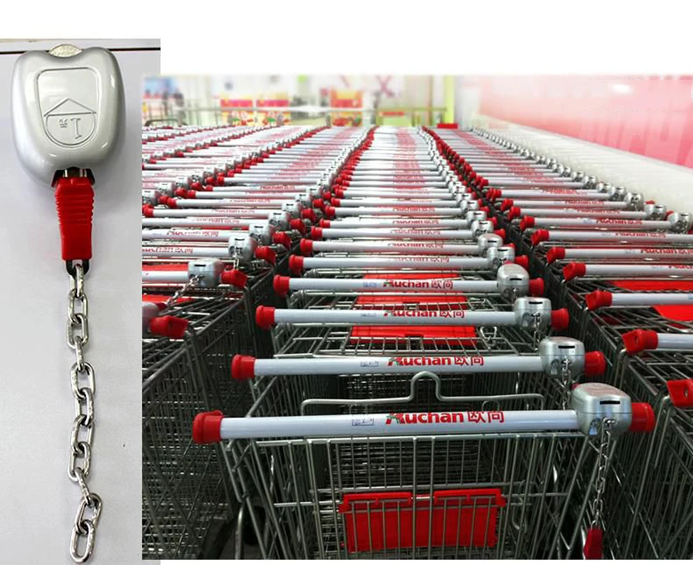 

Supermarket shopping cart coin lock