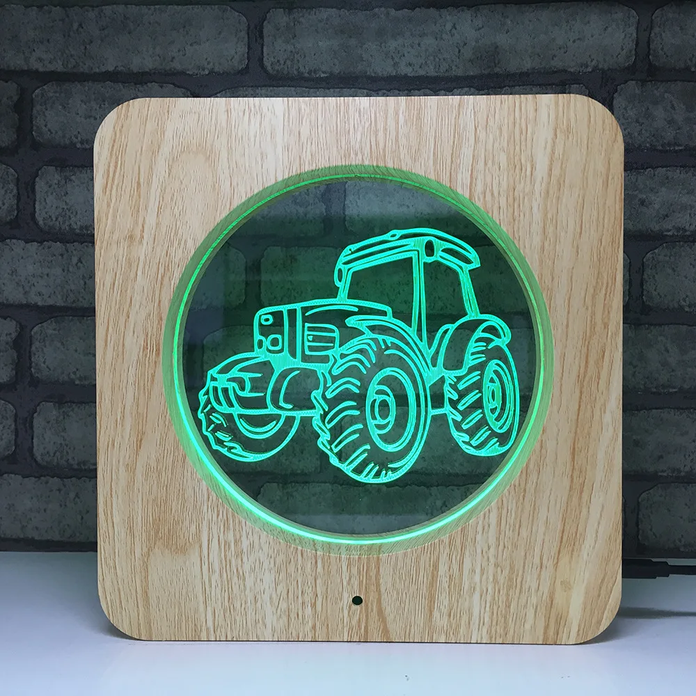 

Creative Wooden Truck LED Night Light 7 Color Change Desk Light Action Figures Boys Girls Birthday Toys #548
