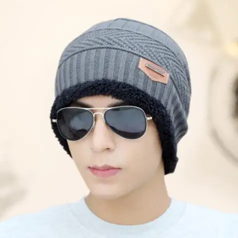 gray Популярные зимние шапки Skullies Beanies, зимние шапки бини для мужчин и женщин, шерстяной шарф, шапки, Балаклава, маска, шапка, вязаная шапка - Цвет: gray