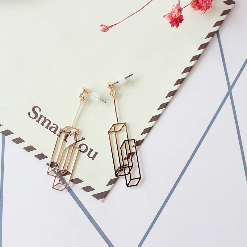 2017 Модные Простые одноцветные геометрические прямоугольные серьги гвоздики для