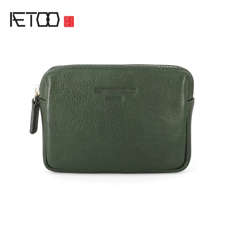 AETOO Cowhide Wallet female handmade zipper leather stereo coin bag Storage Small wallet | Багаж и сумки