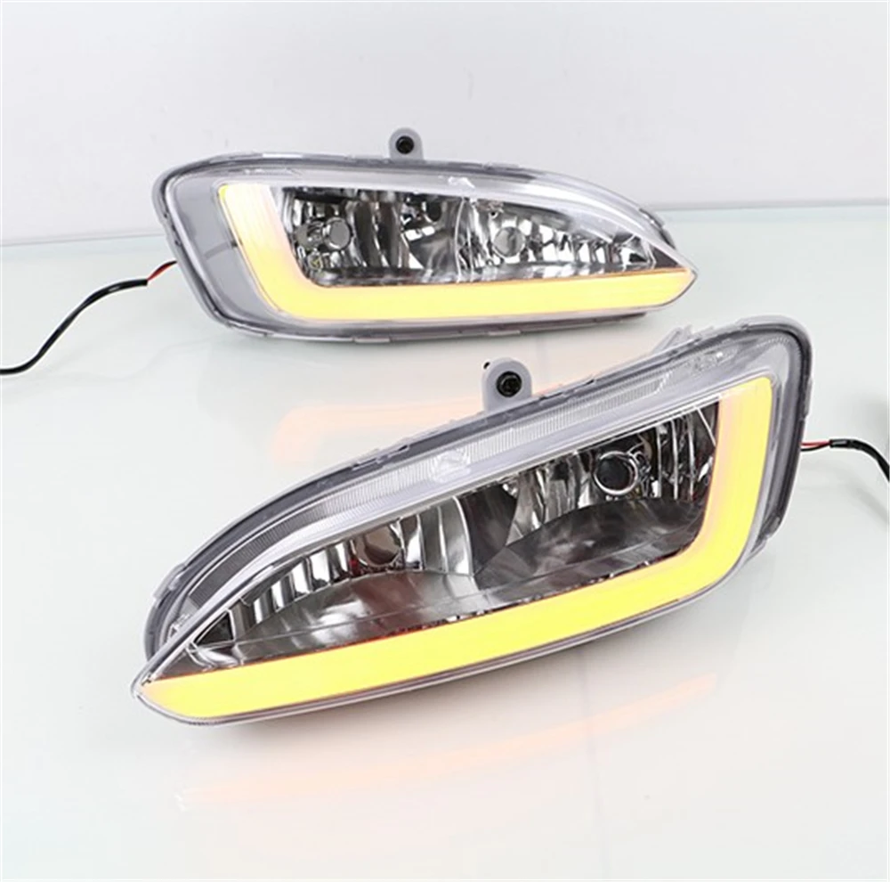 Автомобильная проблесковая 2 шт. DRL для hyundai Santa Fe IX45 2013 для дневных ходовых огней и противотуманных фар Реле светодиодный дневной свет стиль