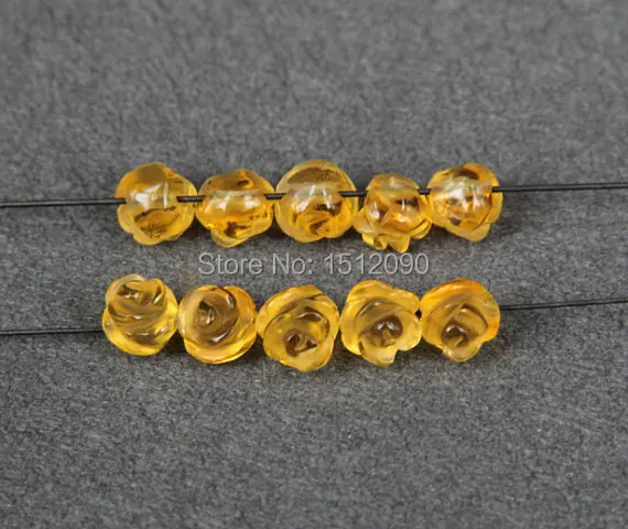 10 шт. натуральные жёлтые кварцевые хрустальные резные бусины в форме цветка