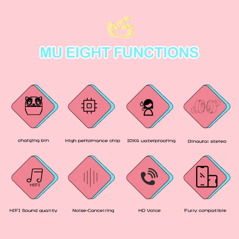 

Universal Cute Pet Bluetooth Headset 4.2 Binaural Wireless Sports Earphone Binaural Stereo HD Call Bluetooth Headset for IOS