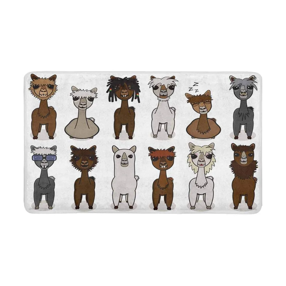 Альпака мультфильм Крытый Дверной Коврик Большой 30X18 дюймов Нескользящая