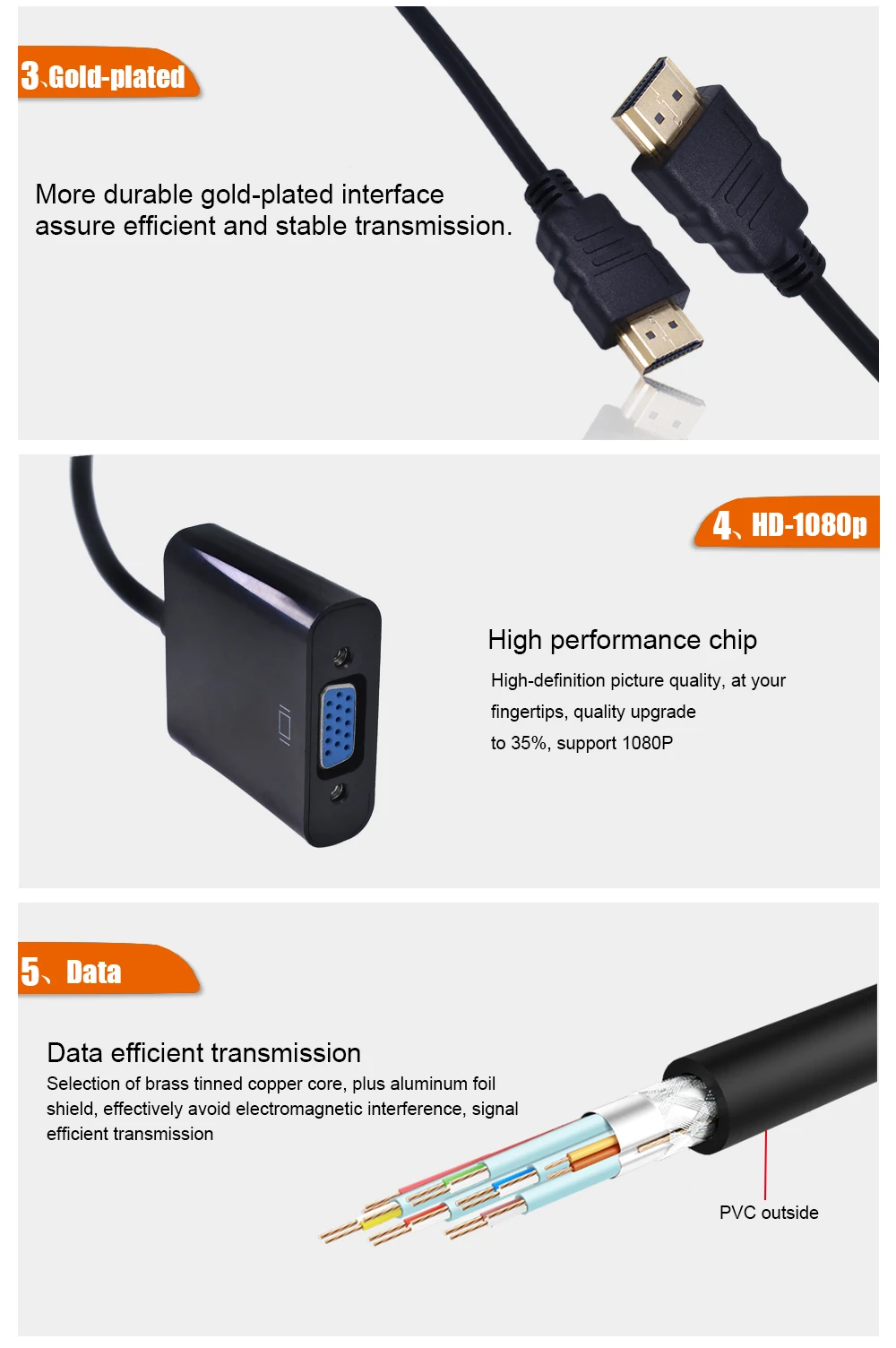 TISHRIC HDMI в VGA адаптер HDMI кабель 1080P цифро-аналоговый аудио конвертер мужской в женский для ПК ноутбук ТВ коробка проектор