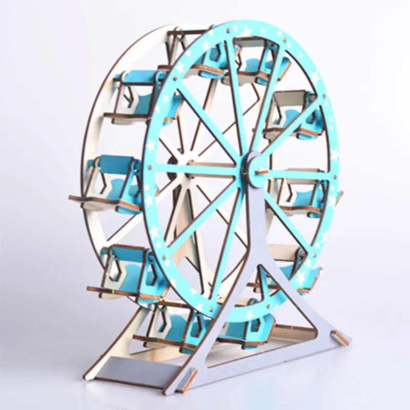Лазерная резка 3D Деревянный пазл колесо обозрения DIY ручной сборный комплект