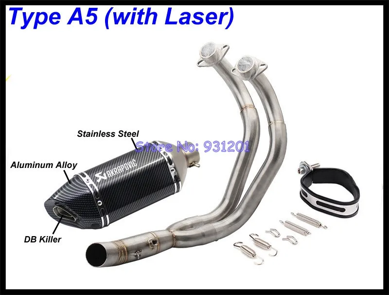 Выхлопная система мотоцикла для Yamaha MT07 mt-07 FZ07 FZ-07 Tracer(-) XSR700(-) Akrapovic глушитель - Цвет: Type A5 (Laser)
