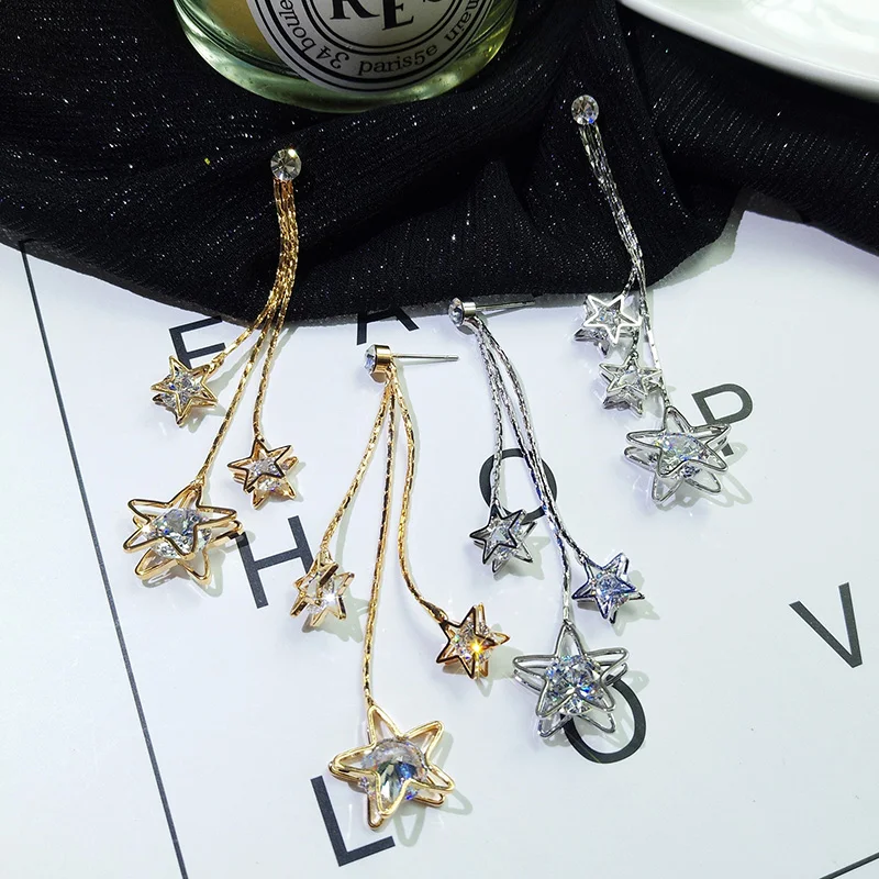 Женские серьги капельки с фианитом круглые и большие в подарок 004|tassel drop earrings|tassel