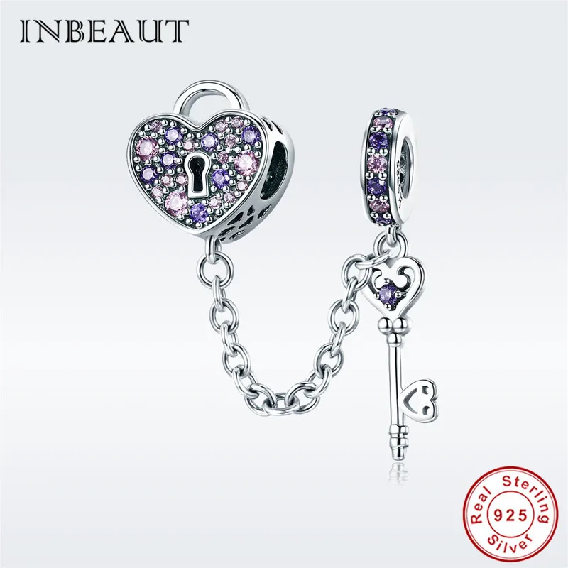 Подходит браслет в европейском стиле Love Key Charm из стерлингового серебра 925 пробы