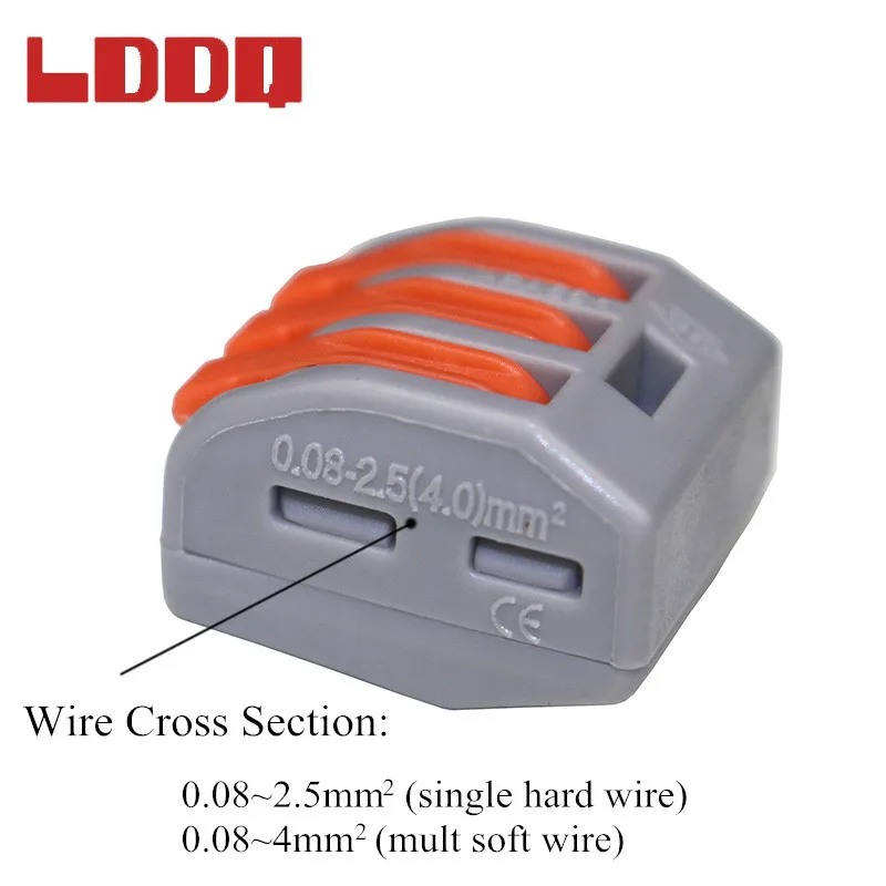 LDDQ 100PCS PCT213 Connector Universal Compact Wire Wiring Connectors 3 Pin Conductor Terminal Block Level AWG 28-12 | Обустройство